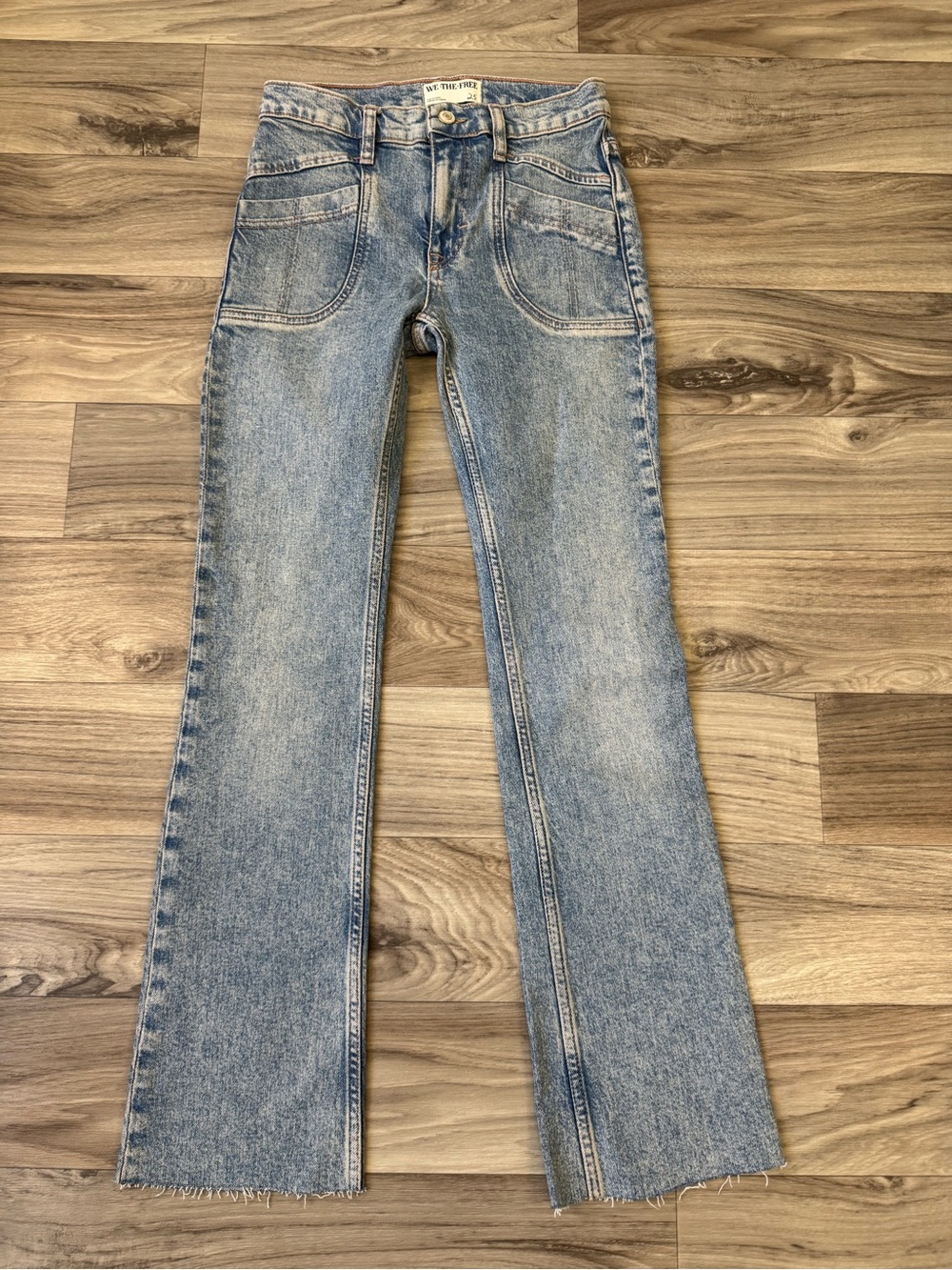 We The Free Aiden Slim Flare Jeans Raw Hem Size 25